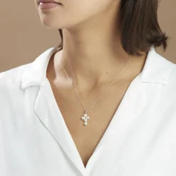 Collier Argent Blanc Burt Perles De Culture Oxydes De Zirconium