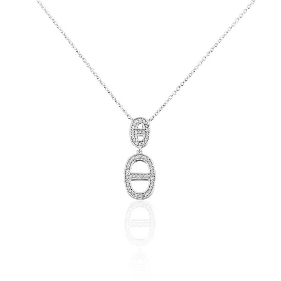 Collier Argent Blanc Caprina Oxydes De Zirconium