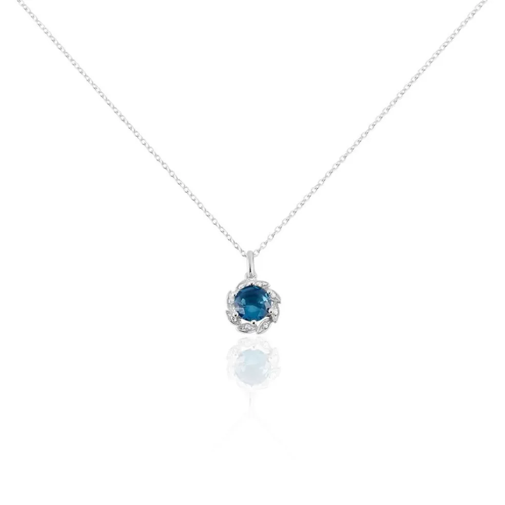 Collier Argent Blanc Clover Verre Oxydes De Zirconium