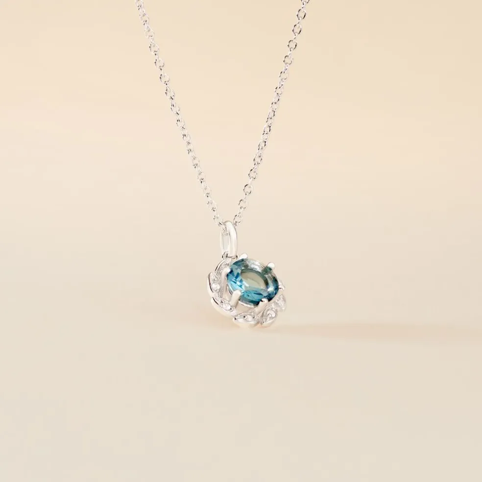 Collier Argent Blanc Clover Verre Oxydes De Zirconium