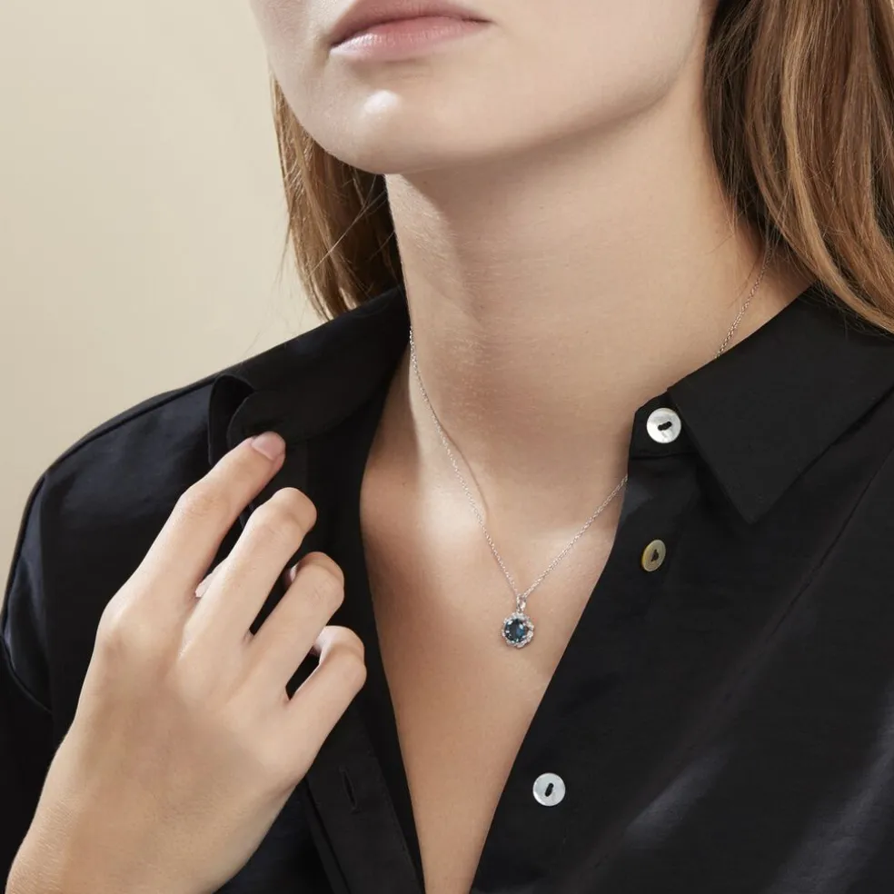 Collier Argent Blanc Clover Verre Oxydes De Zirconium