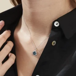 Collier Argent Blanc Clover Verre Oxydes De Zirconium