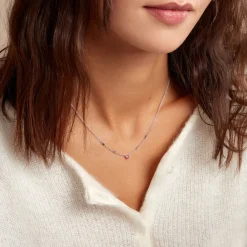 Collier Argent Blanc Declaration Oxyde De Zirconium