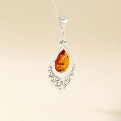 Collier Argent Blanc Doralyn Ambre