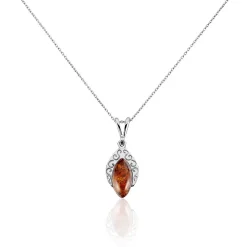 Collier Argent Blanc Enya Ambre