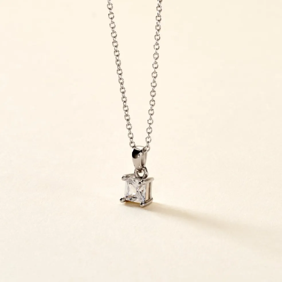 Collier Argent Blanc Jenah Oxyde De Zirconium