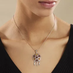 Collier Argent Blanc Lorena Ambre