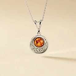 Collier Argent Blanc Mystica Ambre