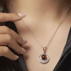 Collier Argent Blanc Mystica Ambre