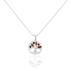 Collier Argent Blanc Odaya Ambre
