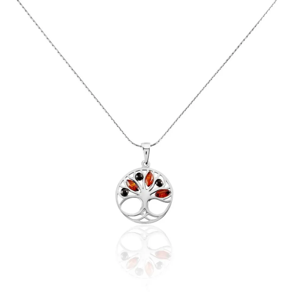 Collier Argent Blanc Odaya Ambre