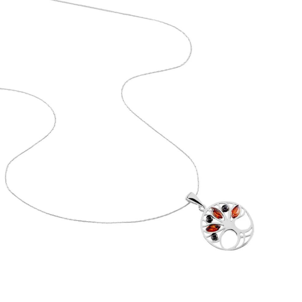 Collier Argent Blanc Odaya Ambre