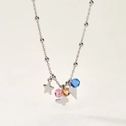 Collier Argent Blanc Paulino Pierres Artificelles