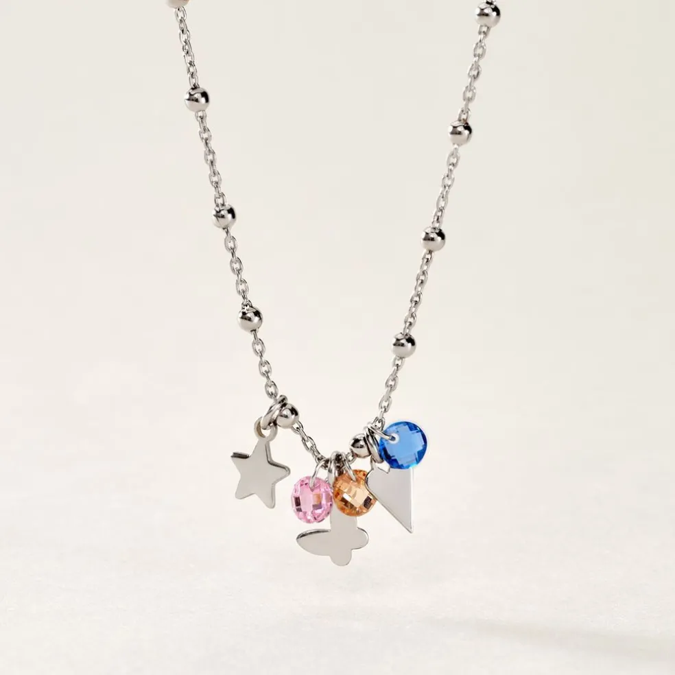 Collier Argent Blanc Paulino Pierres Artificelles