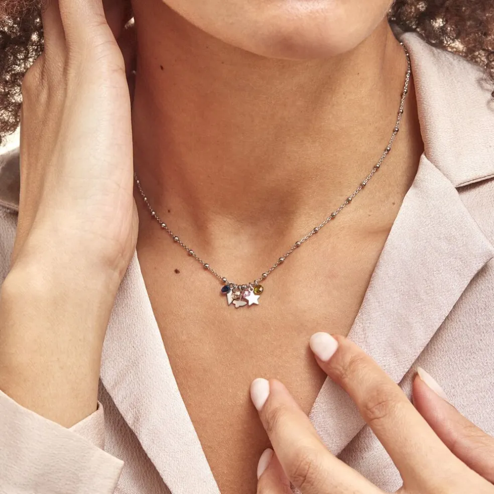 Collier Argent Blanc Paulino Pierres Artificelles