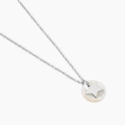 Collier Argent Blanc Pierine Nacre