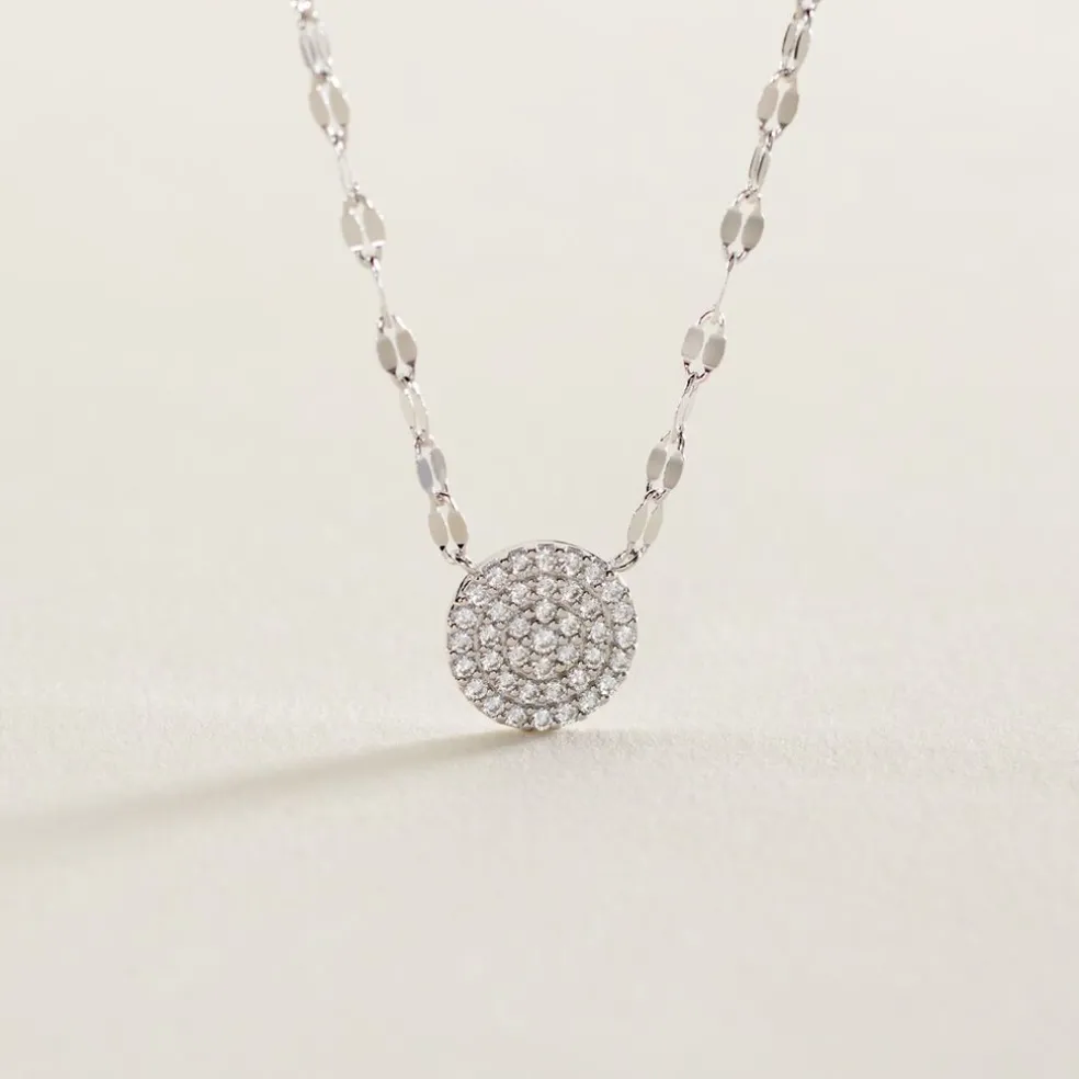 Collier Argent Blanc Turin Oxydes De Zirconium