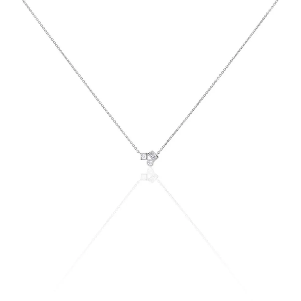 Collier Argent Duredle Oxydes De Zirconium