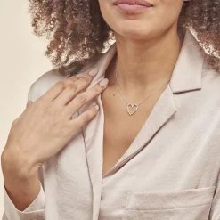 Collier Argent Gaucher Oxydes De Zirconium