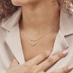 Collier Argent Gaucher Oxydes De Zirconium