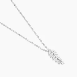 Collier Argent Jade Feuille Oxyde