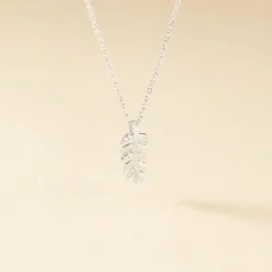 Collier Argent Jade Feuille Oxyde