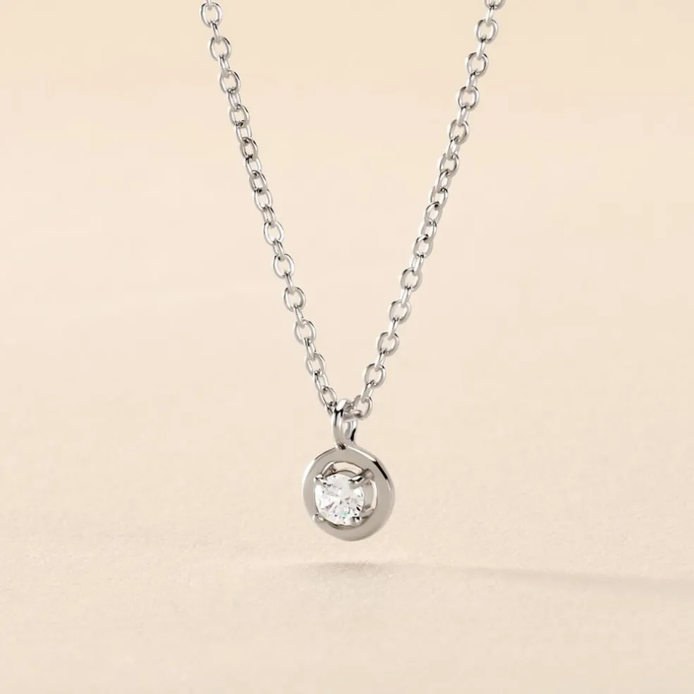 Collier Argent Laureto Oxydes De Zirconium