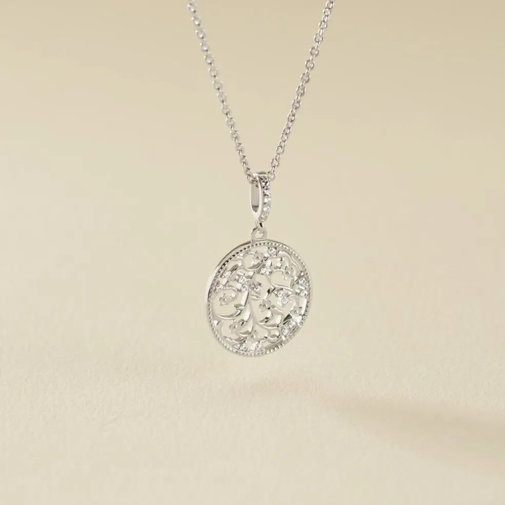 Collier Argent Plantain Oxydes De Zirconium