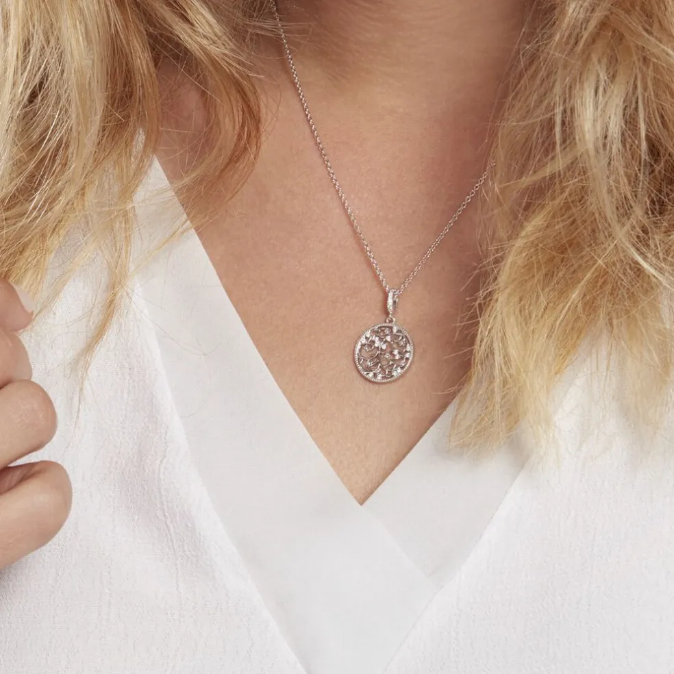 Collier Argent Plantain Oxydes De Zirconium