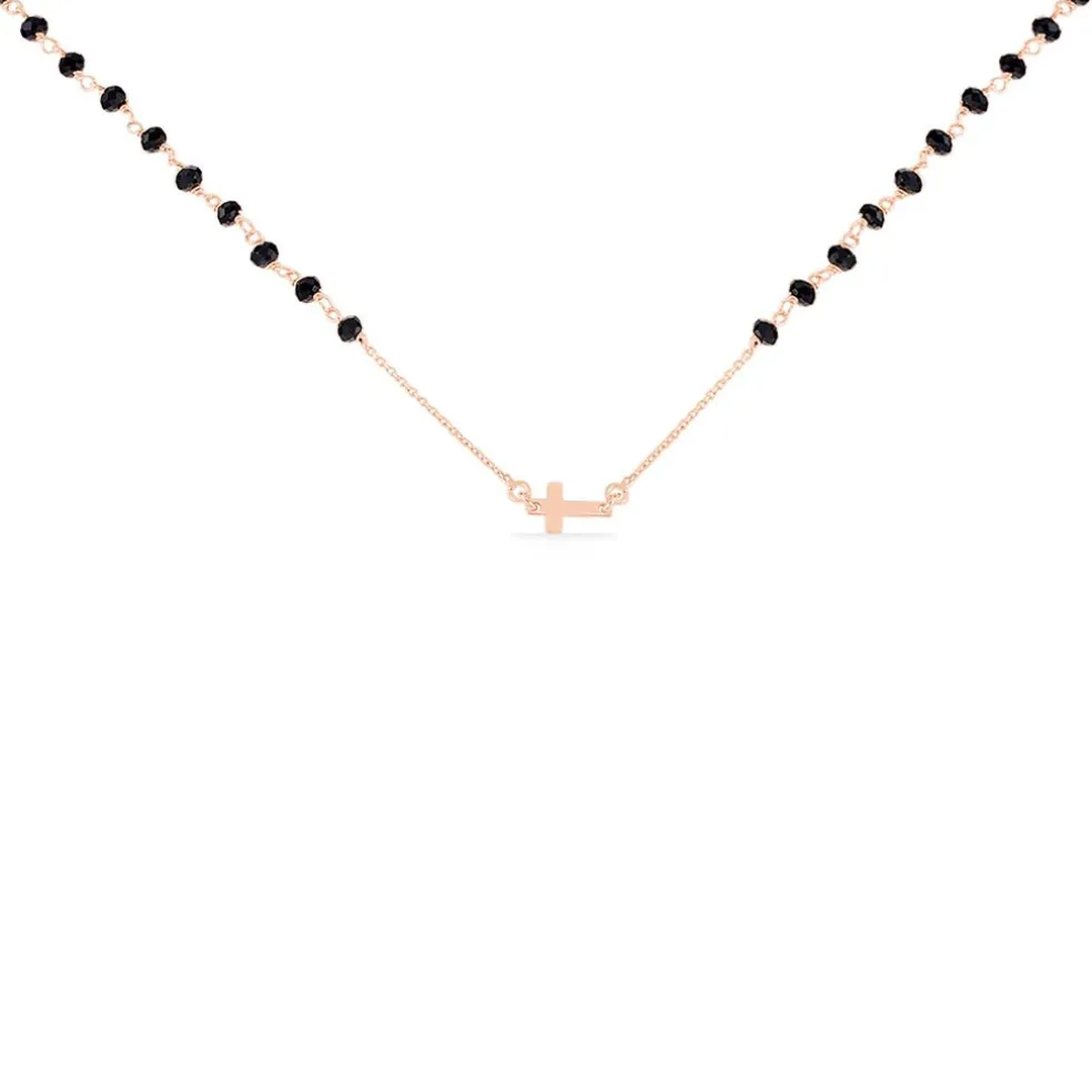 Collier Argent Rose Cirola Croix Vierge