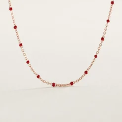 Collier Argent Rose Polka