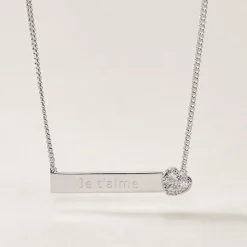 Collier Argent Rosule Oxydes De Zirconium