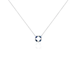 Collier Arlina Or Blanc Saphir Et Diamant