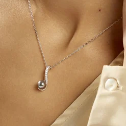 Collier Armance Argent Blanc Perle D'imitation Oxyde