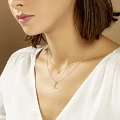 Collier Astre Argent Blanc Oxyde De Zirconium