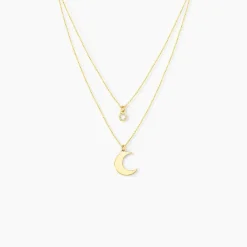 Collier Astre Argent Doré Oxyde De Zirconium