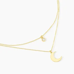 Collier Astre Argent Doré Oxyde De Zirconium