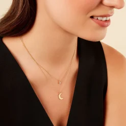 Collier Astre Argent Doré Oxyde De Zirconium