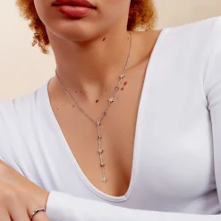 Collier Astre Precieux Argent Blanc Oxydes De Zirconium