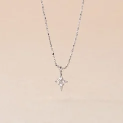 Collier Astre Precieux Argent Blanc Oxyde De Zirconium