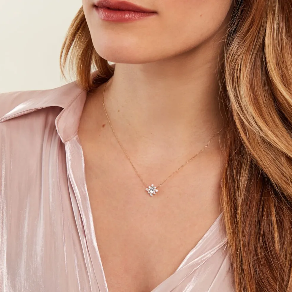 Collier Astrithr Or Jaune Topaze Oxyde De Zirconium