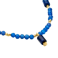 Collier Attila Acier Doré Lapis Lazuli Agate