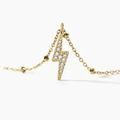 Collier Aurore Acier Doré éclair Cristal