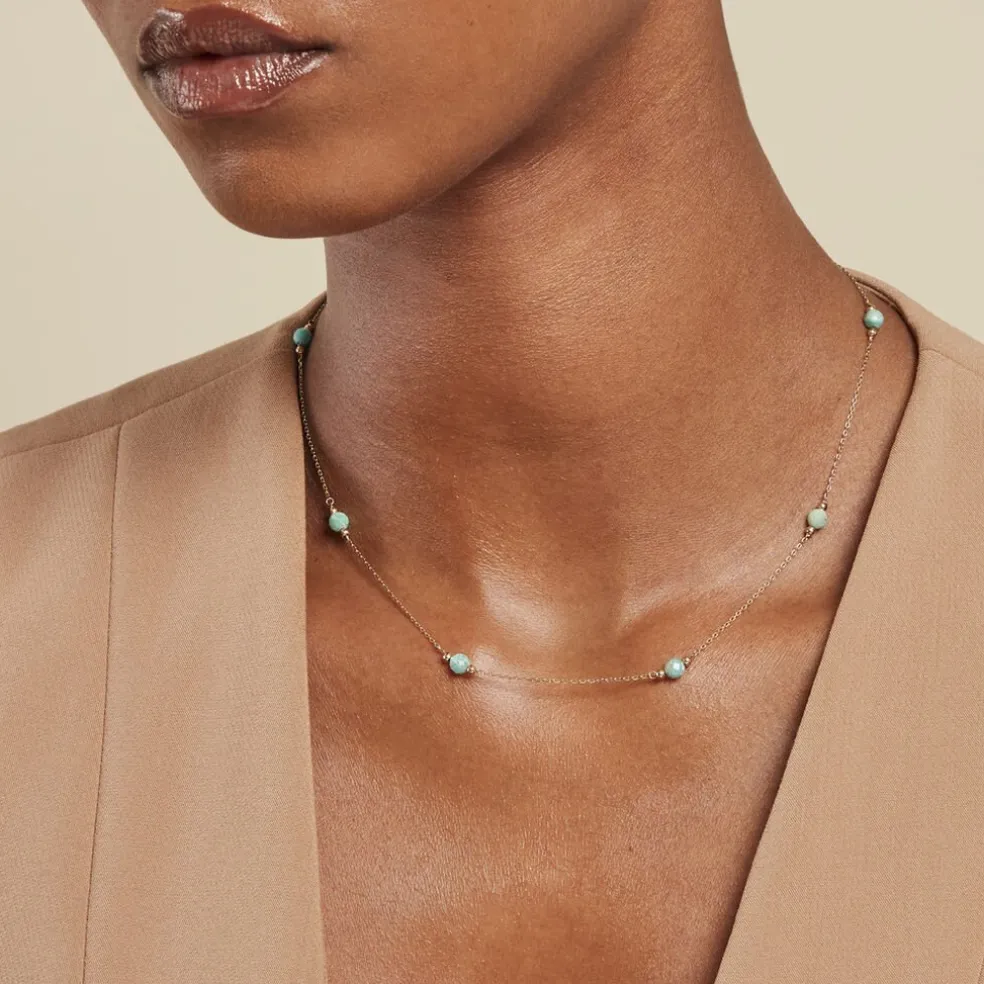 Collier Billy Or Jaune Turquoise