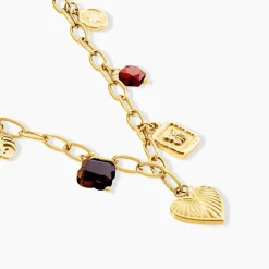 Collier Bohemia Acier Jaune Oeil De Tigre Pierre De Synthese