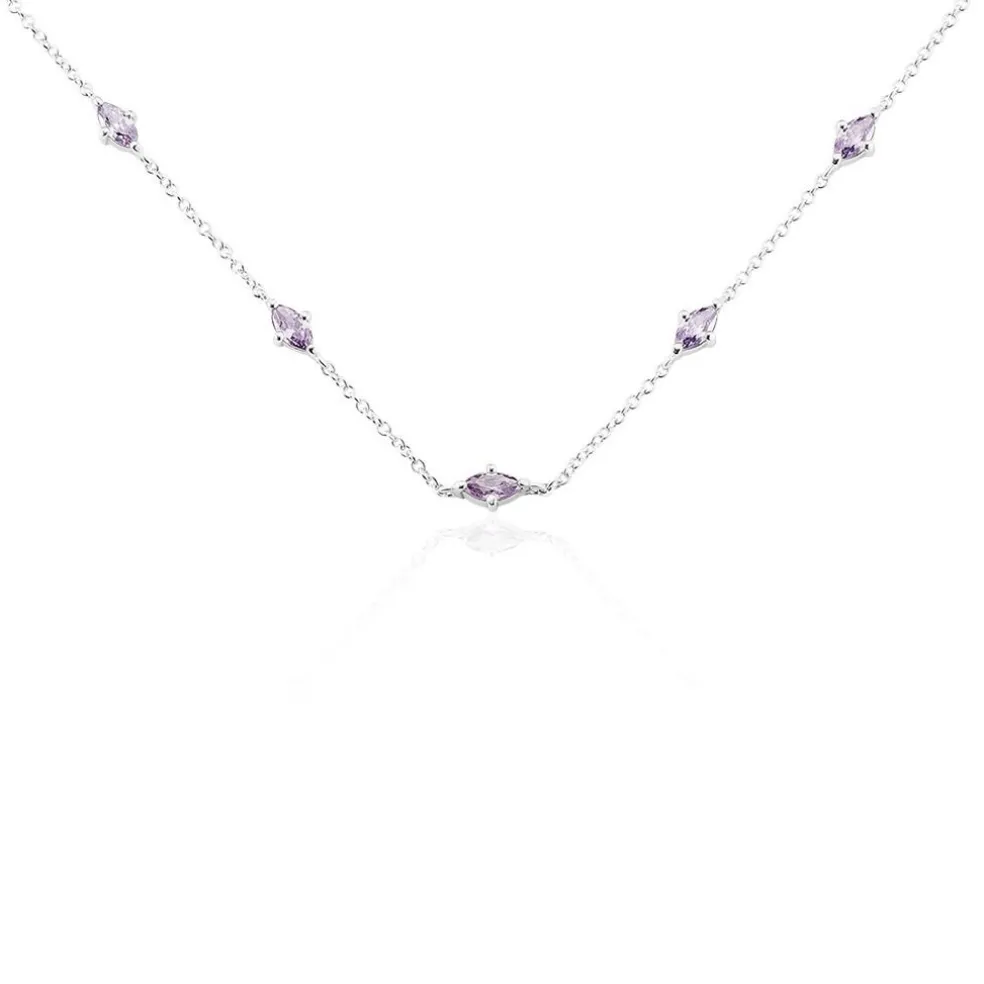 Collier Borya Argent Blanc Oxyde De Zirconium