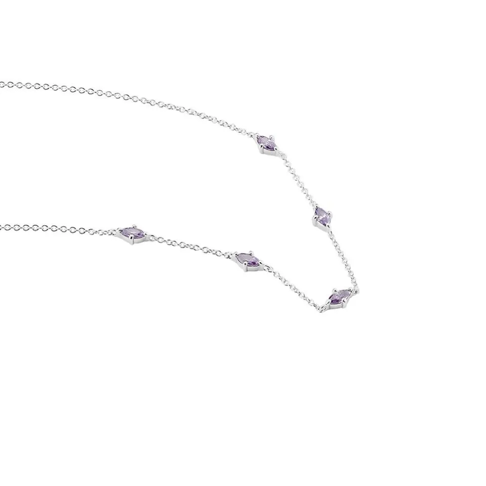 Collier Borya Argent Blanc Oxyde De Zirconium