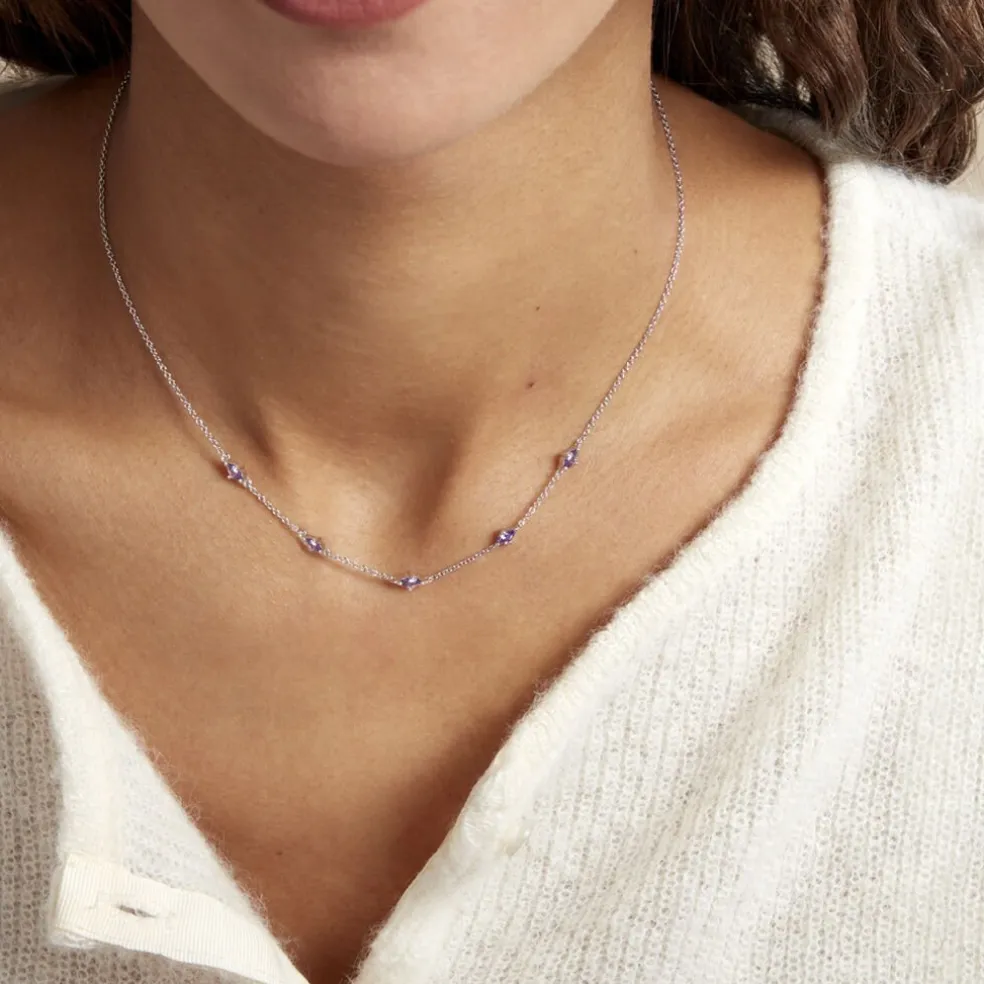 Collier Borya Argent Blanc Oxyde De Zirconium