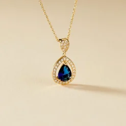 Collier Brigita Plaqué Or Pierre De Synthese Et Oxyde De Zirconium