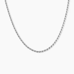 Collier Cacilda Maille Corde Argent Blanc